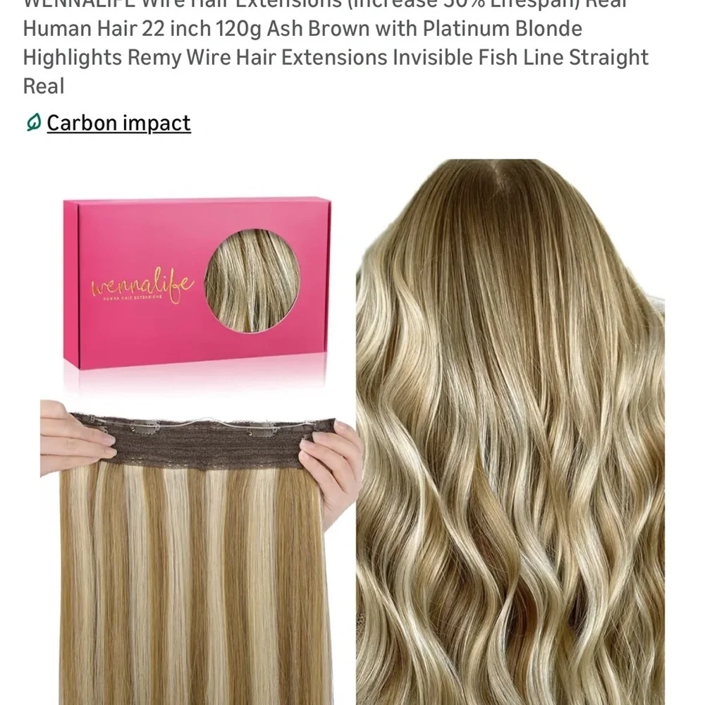 Wennalife Amazon Ash Brown Hair Extensions with Blonde Highlights. 20in 120g. - Picture 1 of 5